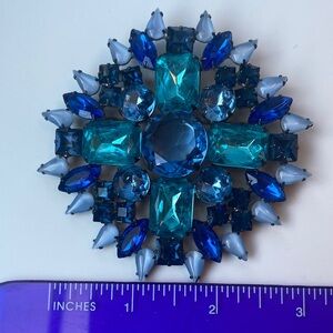 SALE! Vintage Albert Weiss Blue and Aqua Gemstone Brooch